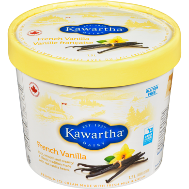 Kawartha Premium Ice Cream Made With Fresh Milk & Cream French Vanilla 1.5 l, $0.43/100ml