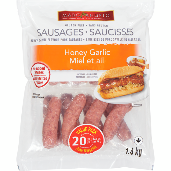 Marcangelo Honey Garlic Flavour Pork Sausages Value Pack 1.4 kg, $1.00/100g