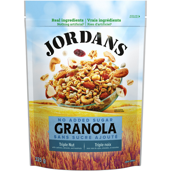 Jordan’s Granola Triple noix sans sucre ajouté 325 g, 2,30 $/100g