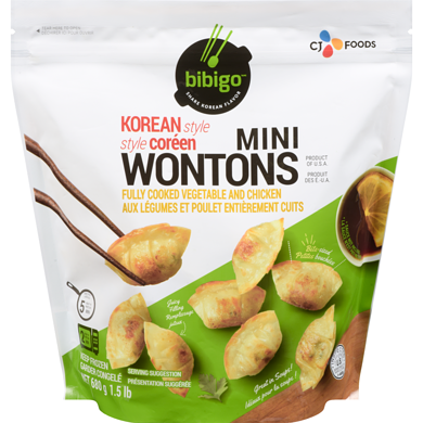 Bibigo Mini Wontons Korean Style Fully Cooked Vegetable And Chicken 680 g, $1.47/100g