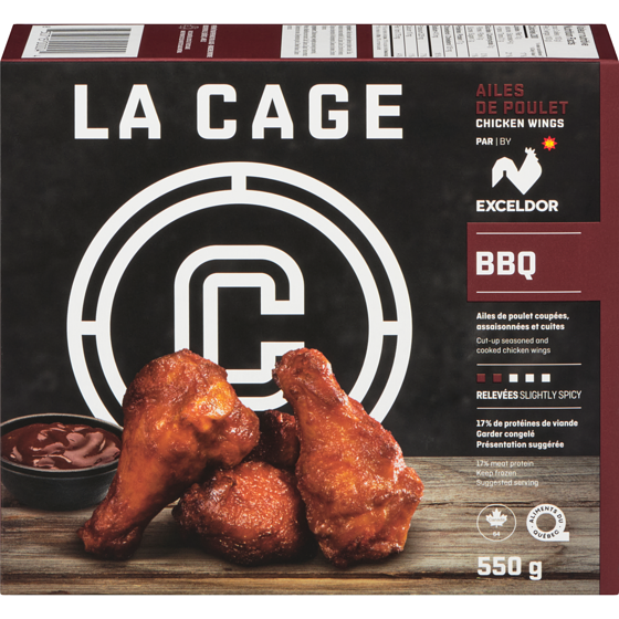 La Cage Ailes de poulet BBQ 550 g, 2,18 $/100g