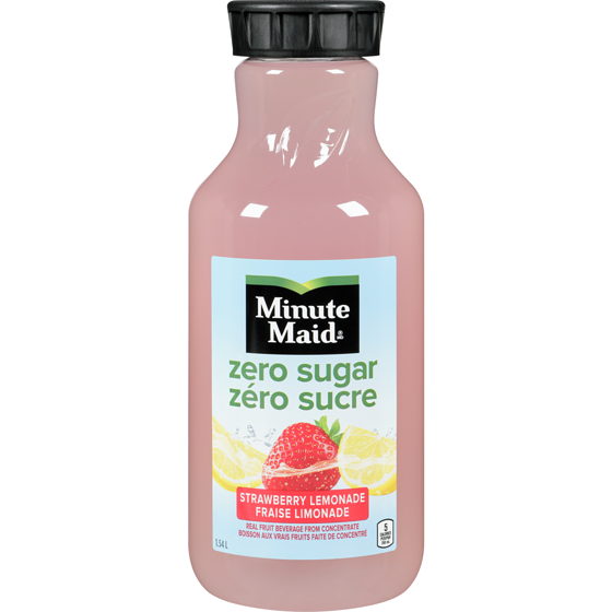 Minute Maid Zero Sucre Limonade aux fraises Bouteille 1.54 l, 0,23 $/100ml