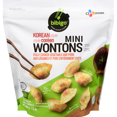 Bibigo Mini wontons style coréen aux légumes et porc entièrement cuits 680 g, 1,47 $/100g