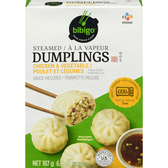 Bibigo Dumplings Steamed Chicken & Vegetable 187 g, $2.67/100g