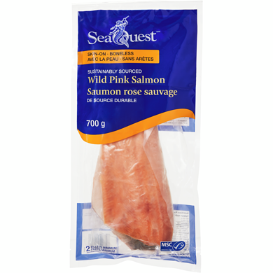 Seaquest Wild Pink Salmon Fillet, Skin-On Boneless 700 g, $1.43/100g