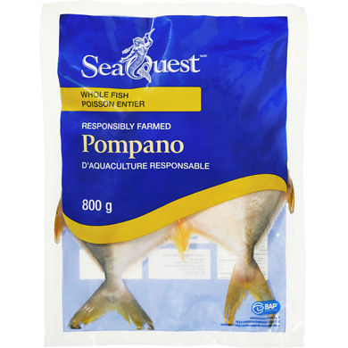 Seaquest Whole Pompano 800 g, $1.25/100g