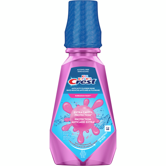 Crest Rince-bouche anticarie au fluorure pour enfants, saveur Bubblegum Rush 500 ml, 0,80 $/100ml
