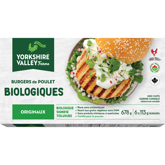 Yorkshire Valley Farms Burgers de poulet biologique - originaux 0.678 kg, 3,39 $/100g