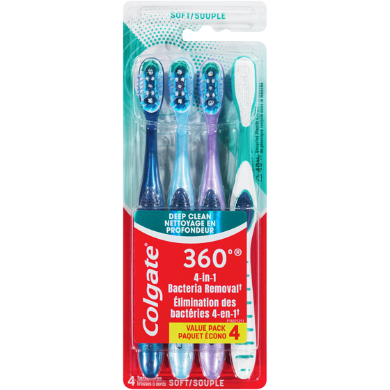 Colgate 360° Whole Mouth Clean Toothbrushes Soft Value Pack 4 ea, $4.25/1ea
