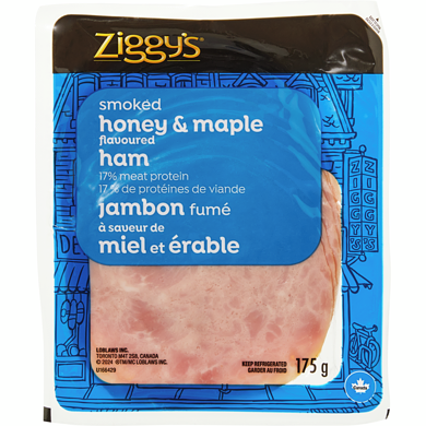 Ziggy’s Jambon fumé à saveur de miel et érable 175 g, 2,14 $/100g