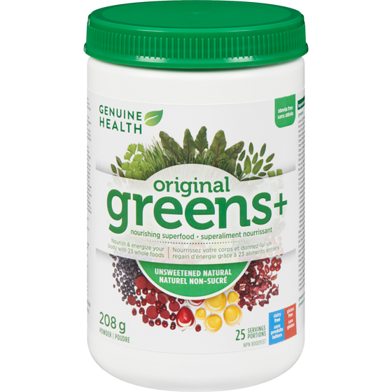 Genuine Health Nourishing Superfood Powder Original Greens+ Unsweetened Natural 208 g, $16.34/100g