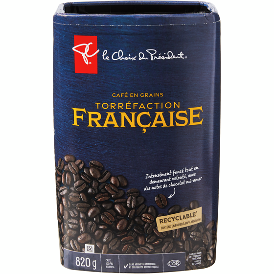 le Choix du Président Café en grains torréfaction française 820 g, 3,05 $/100g