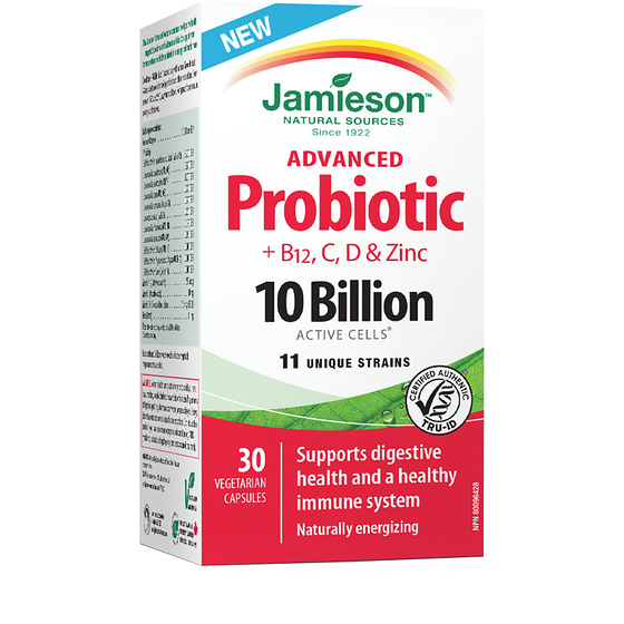 Jamieson Advanced Probiotic + Vitamin C, D, B12, And Zinc 30 ea, $0.90/1ea