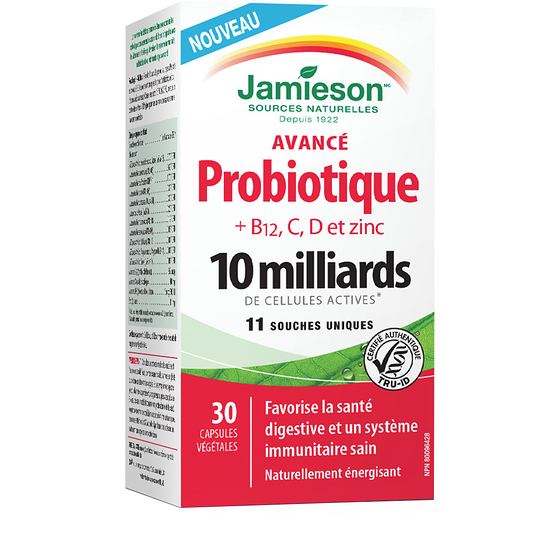 Jamieson Avancé probiotique + vitamine c, d, b12 et zinc 30 ea, 0,78 $/1ch