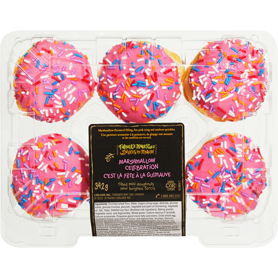 Farmer's Market Marshmallow Celebration Filled Mini Doughnuts 342 g, $1.75/100g