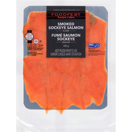 Foodfest Supreme fumé saumon sockeye tranché 140 g, 13,42 $/100g