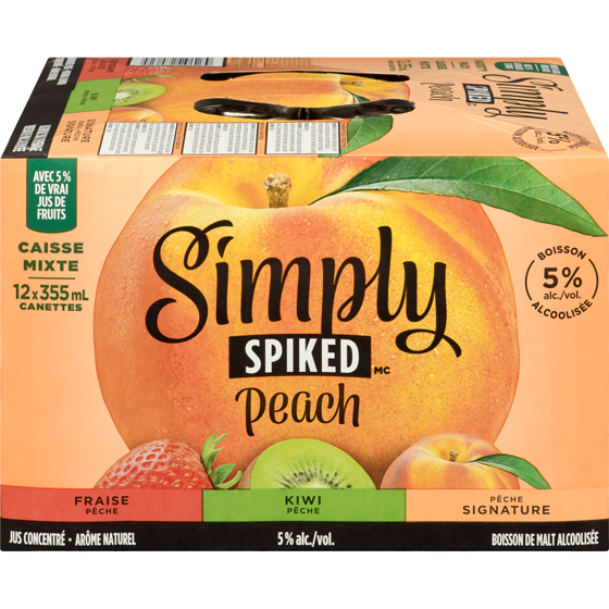 Simply Peach boisson de malt alcoolisée caisse mixte (Pièce d’identité requise au moment du ramassage) 12x355.0 ml, 0,62 $/100ml