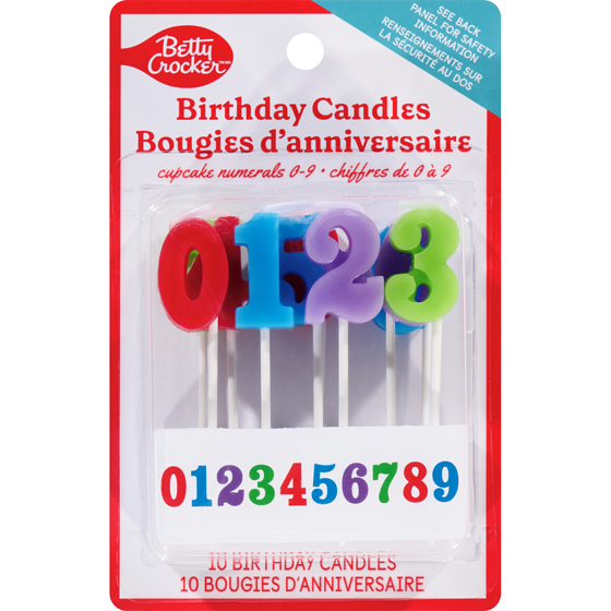Betty Crocker Birthday Candles Cupcake Numerals 0-9 10 ea, $0.40/1ea