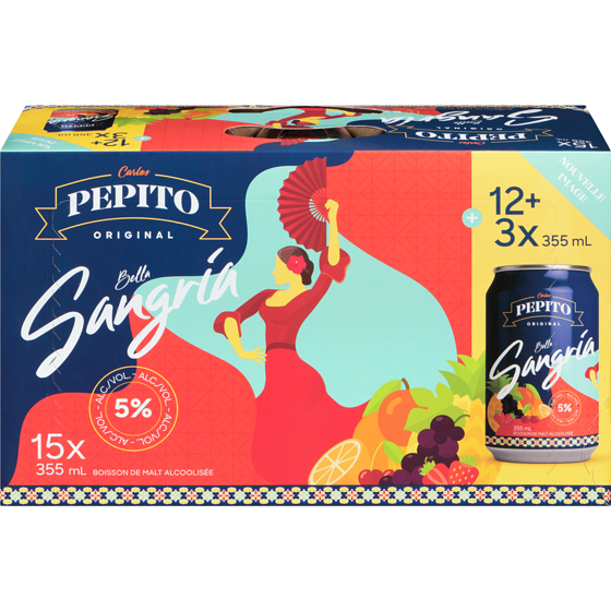 Pepito Boisson de malt alcoolisée original bella sangria (Pièce d’identité requise au moment du ramassage) 15x355.0 ml, 0,45 $/100ml