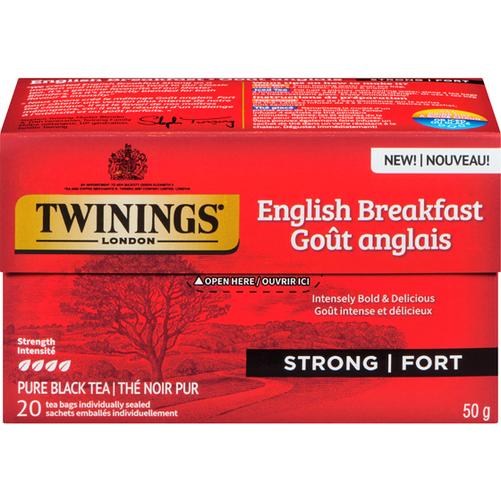 Twinings Thé noir pur goût anglais fort 20 ea, 0,30 $/1ch