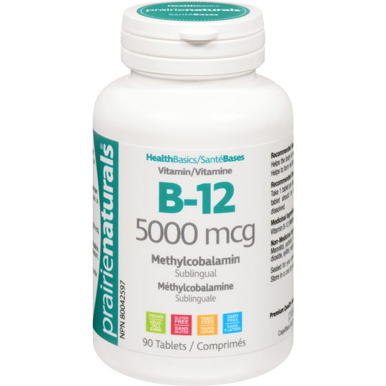 Prairienaturals Health Basics Tablets Vitamin B-12 5000 Mcg 90 ea, $0.29/1ea