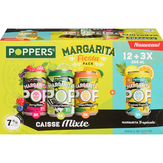 Poppers Boisson de malt alcoolisée margarita fiesta pack caisse mixte (Pièce d’identité requise au moment du ramassage) 15x355.0 ml, 0,45 $/100ml