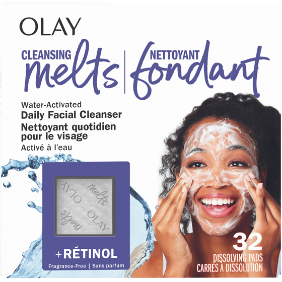 Olay Cleansing Melts + Retinol Face Cleanser, 32ct, Water-Activated Face Wash Cleans, Tones, and Refreshes Skin 32 ea, $0.47/1ea