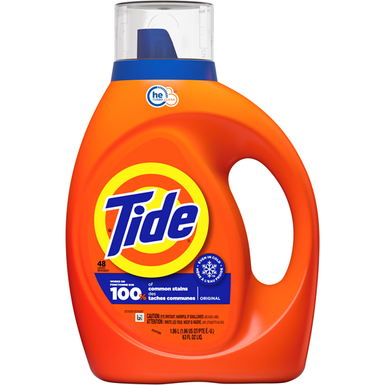 Tide Détergent à lessive liquide, parfum Original, 48 brassées, 1,8 L (63 oz liq.) 1.86 l, 0,91 $/100ml
