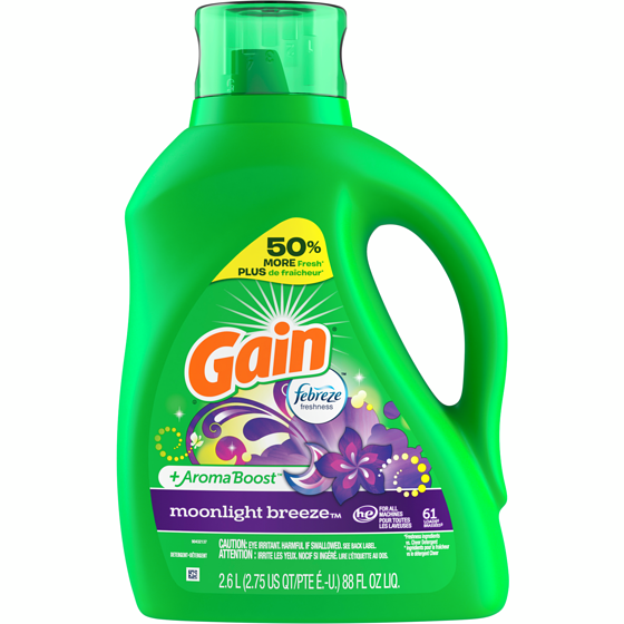 Gain + Aroma Boost Liquid Laundry Detergent, Moonlight Breeze Scent, 61 Loads, HE Compatible 2.6 l, $0.54/100ml