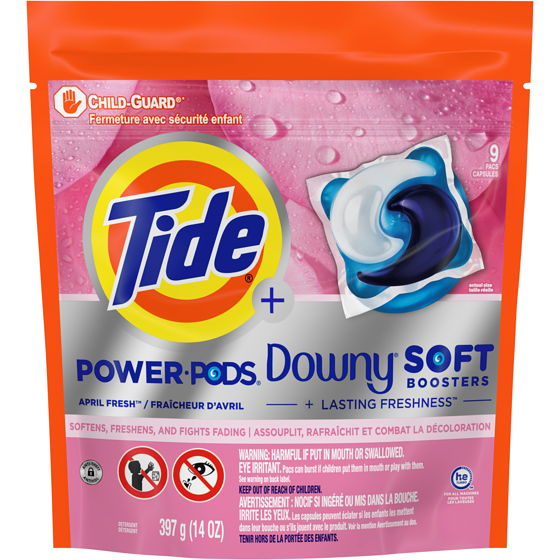 Tide Power PODs 2-in-1 Laundry Detergent Pods with Soft Boosters, 9 Count, Lasting Freshness with April Fresh Scent 397 g, $2.52/100g