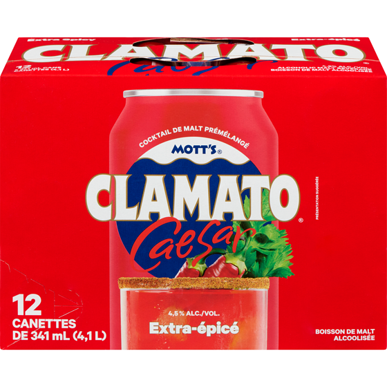 Mott’s Caesar boisson de malt alcoolisée extra-épicé (Pièce d’identité requise au moment du ramassage) 12x341.0 ml, 0,59 $/100ml