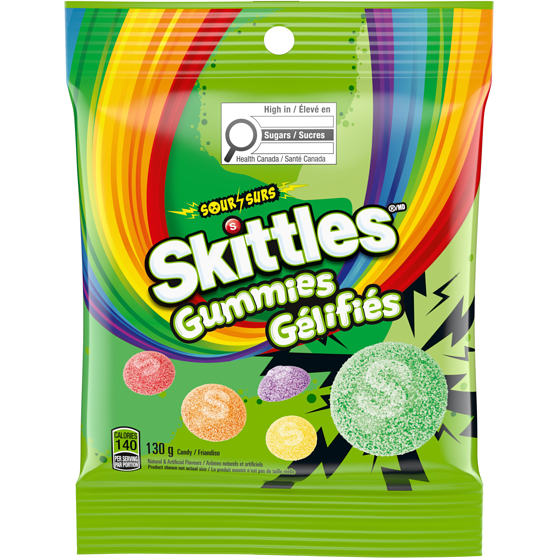 Skittles Sour Gummies Chewy Candy 130 g, $2.92/100g