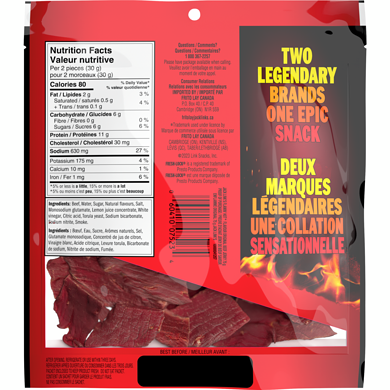 beef jerky calories per bag