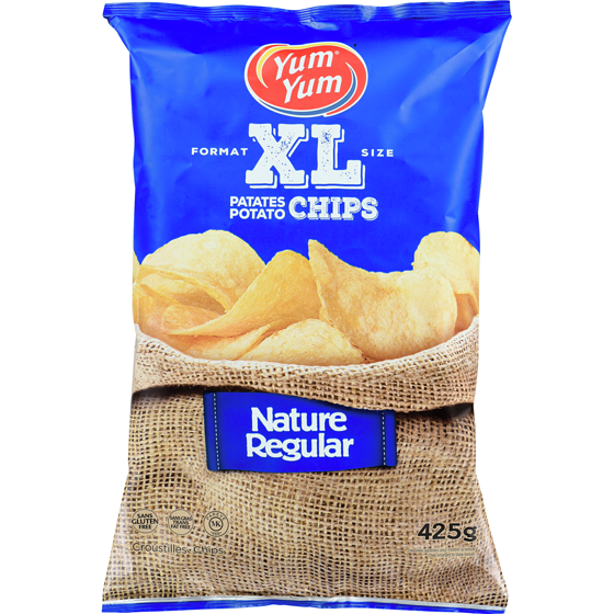 Yum Yum Croustilles de pommes de terre XL nature 425 g, 1,29 $/100g
