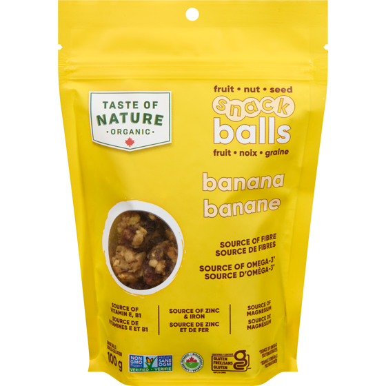 Taste of Nature Organic Snack Balls Banana 100 g, $4.49/100g