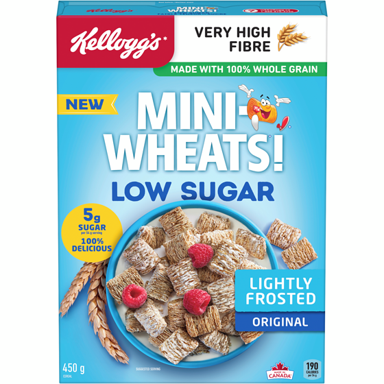 Kelloggs Mini Wheats Cereal Low Sugar Lightly Frosted Original 450 g, $1.55/100g