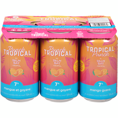 PALM BAY Tropix boisson alcoolisée au malt punch tropical (Pièce d’identité requise au moment du ramassage) 6x355.0 ml, 0,75 $/100ml