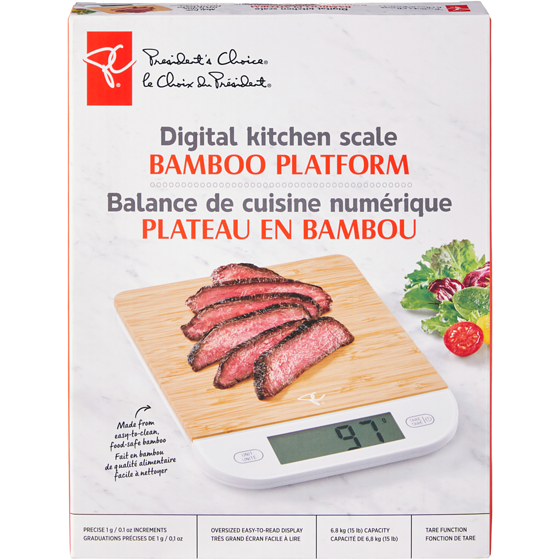 President's Choice Bamboo Kitchen Scale 1 ea, $25.00/1ea