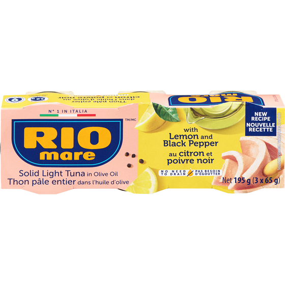 Rio Mare Thon pâle entier dans l'huile d'olive citron et poivre noir 195 g, 4,10 $/100g
