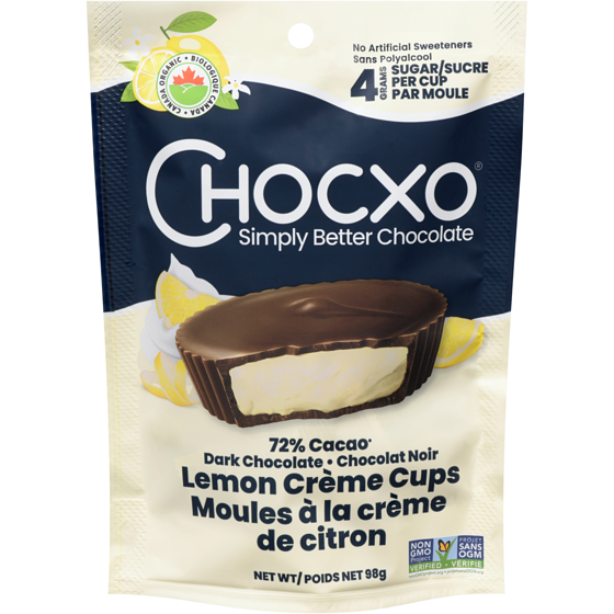 ChocXO Organic Dark Chocolate Lemon Crème Cups 98 g, $6.62/100g