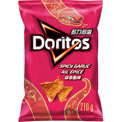 Doritos Chips tortilla aromatisées Ail épicé 210 g, 2,61 $/100g