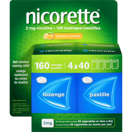 Nicorette Pastilles Fruit frais 2 mg 160 ea, 0,44 $/1ch