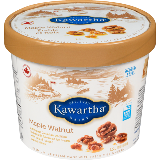 Kawartha Premium Ice Cream Made With Fresh Milk & Cream Maple Walnut 1.5 l, $0.67/100ml