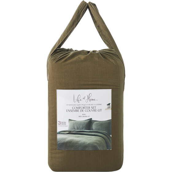 Life at Home King Stonewashed Quilt Comforter 3 Piece Set 1 ea, $120.00/1ea