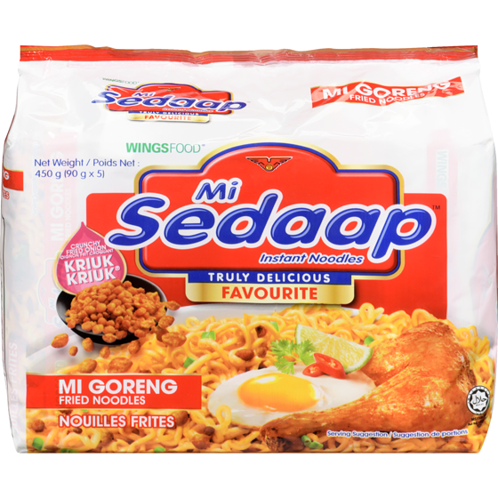 Mi Sedaap Mi Sedaap Instant Noodles Mi Goreng Fried Noodles 5x90.0 g, $0.55/100g