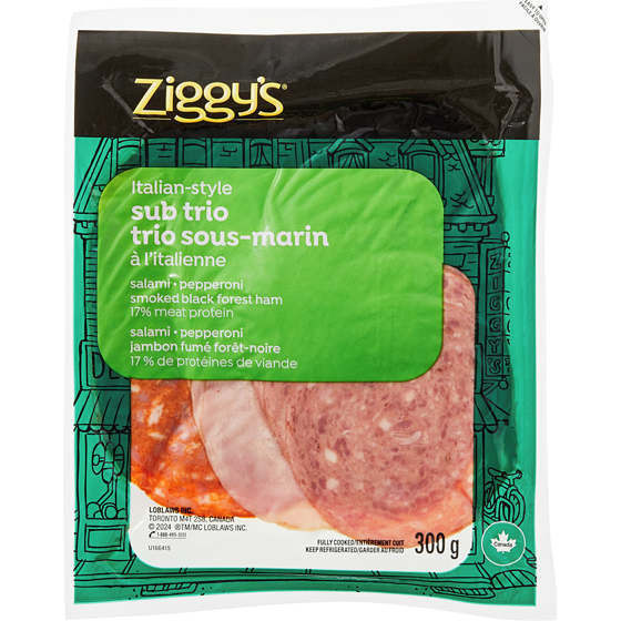 Ziggy's Italian Style Sub Trio Slices 300 g, $2.33/100g