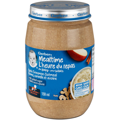 Gerber Mealtime Apple Cinnamon Oatmeal Purée 159 ml, $1.75/100ml