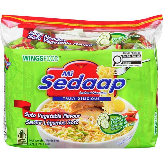 Mi Sedaap Mi sedaap instant noodles saveur légumes soto 5x1.0 ea, 0,50 $/1ch