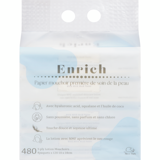 Enrich Enrich papier mouchoir première de soin de la peau 480 ea, 0,03 $/1ch