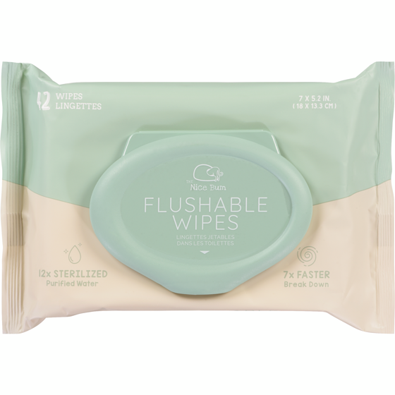 The Nice Bum Lingettes jetables dans les toilettes 42 ea, 0,12 $/1ch
